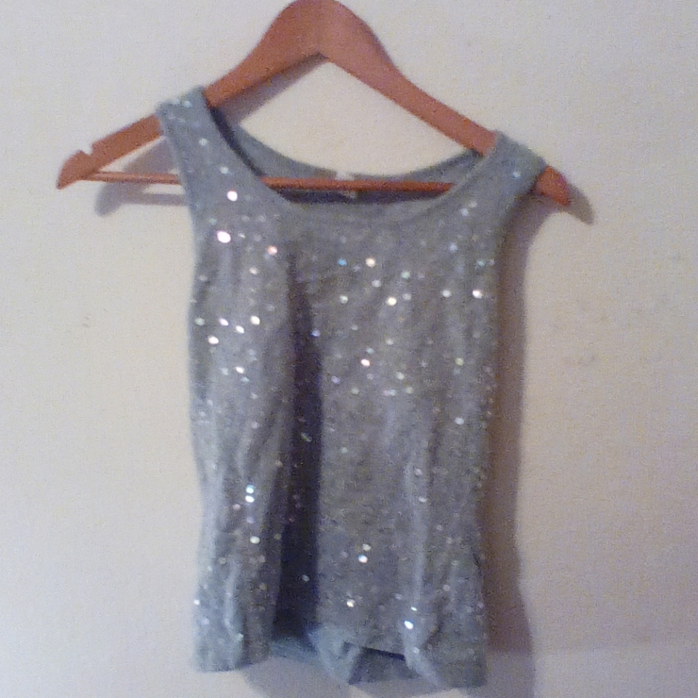 Grey sequin tank top
